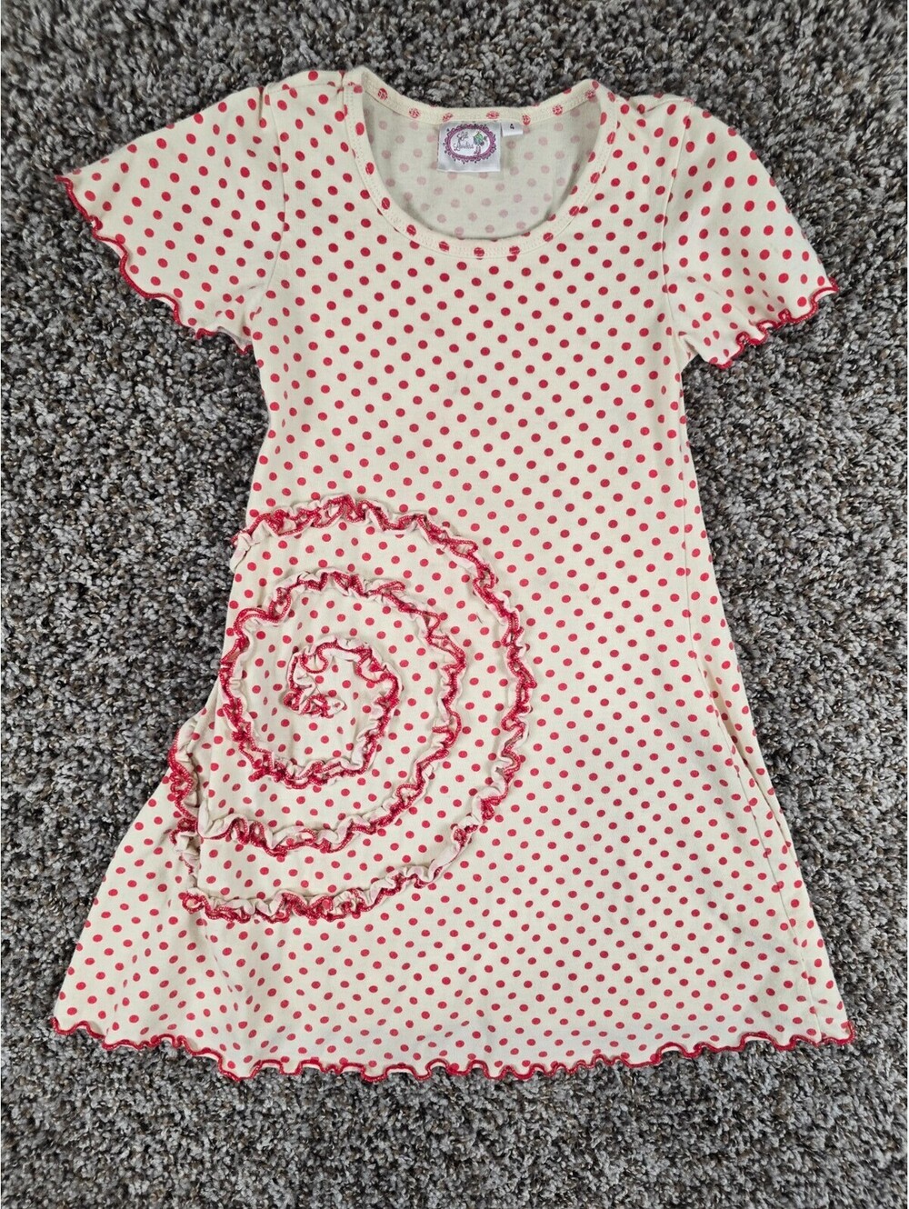 Lila Lovebird Boutique Girls Sz 4 Knee Length Dress Pink Polka Dot